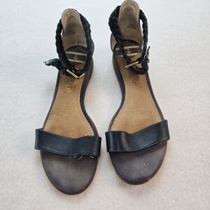 Women's Sperry Top-Sider  Woven Rope Ankle Strap Sandal Blue Leather Sz 7